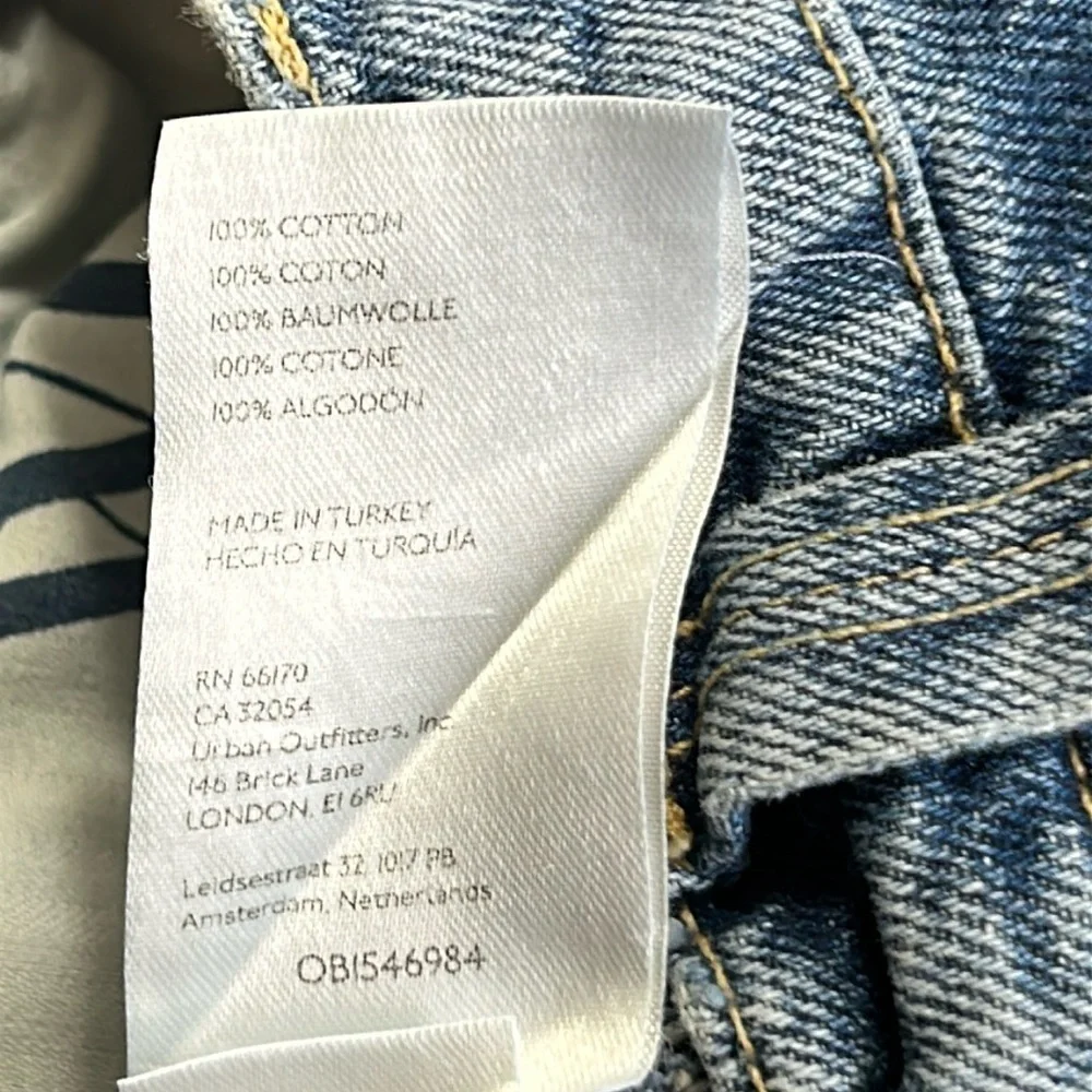 FREE PEOPLE CRVY HIGH WAIST BUTTON FLY BLUE DINEM 100% COTTON SZ 28